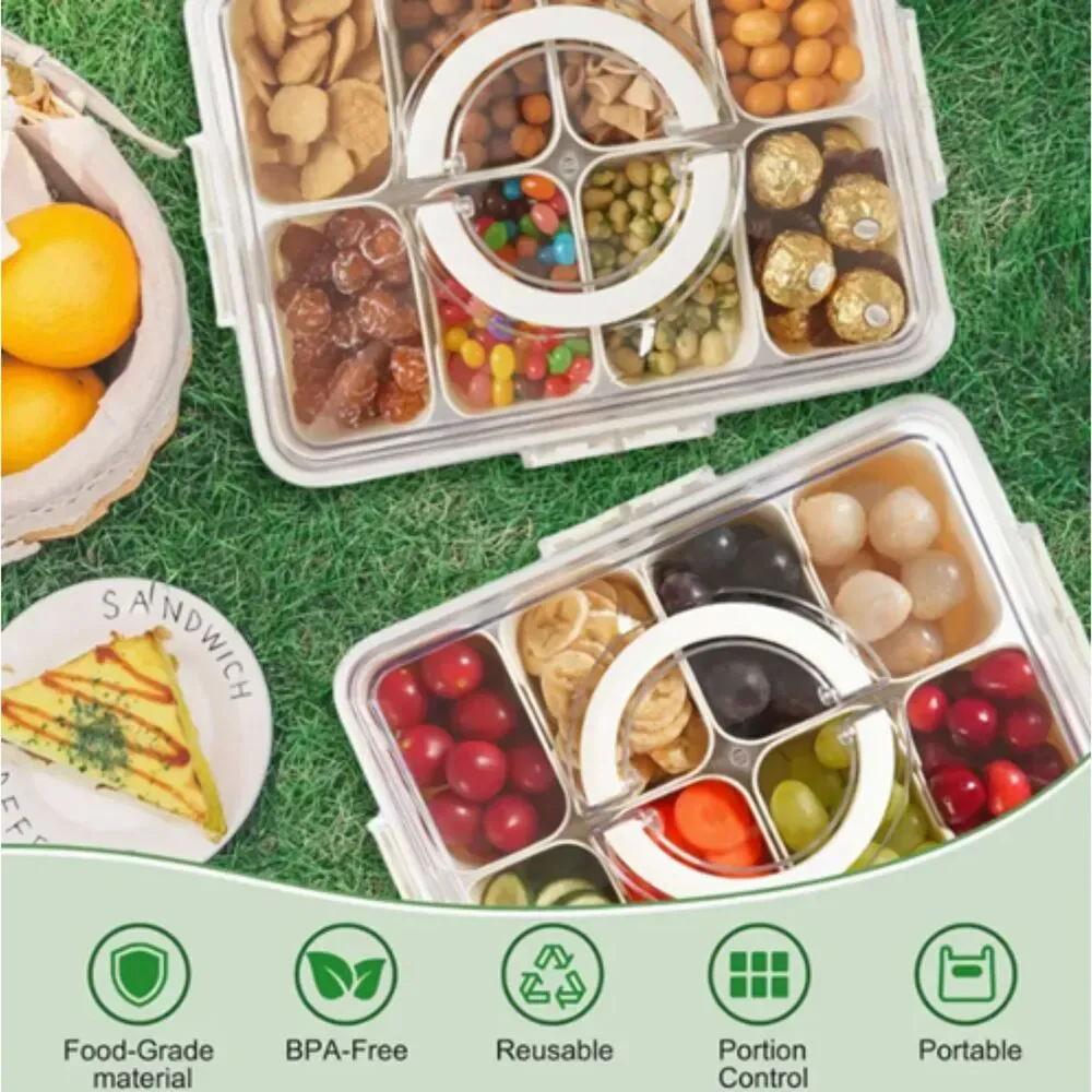 8 + 1 Compartment Food, Fridge, Craft, Office Organizer w/ Handle & Container